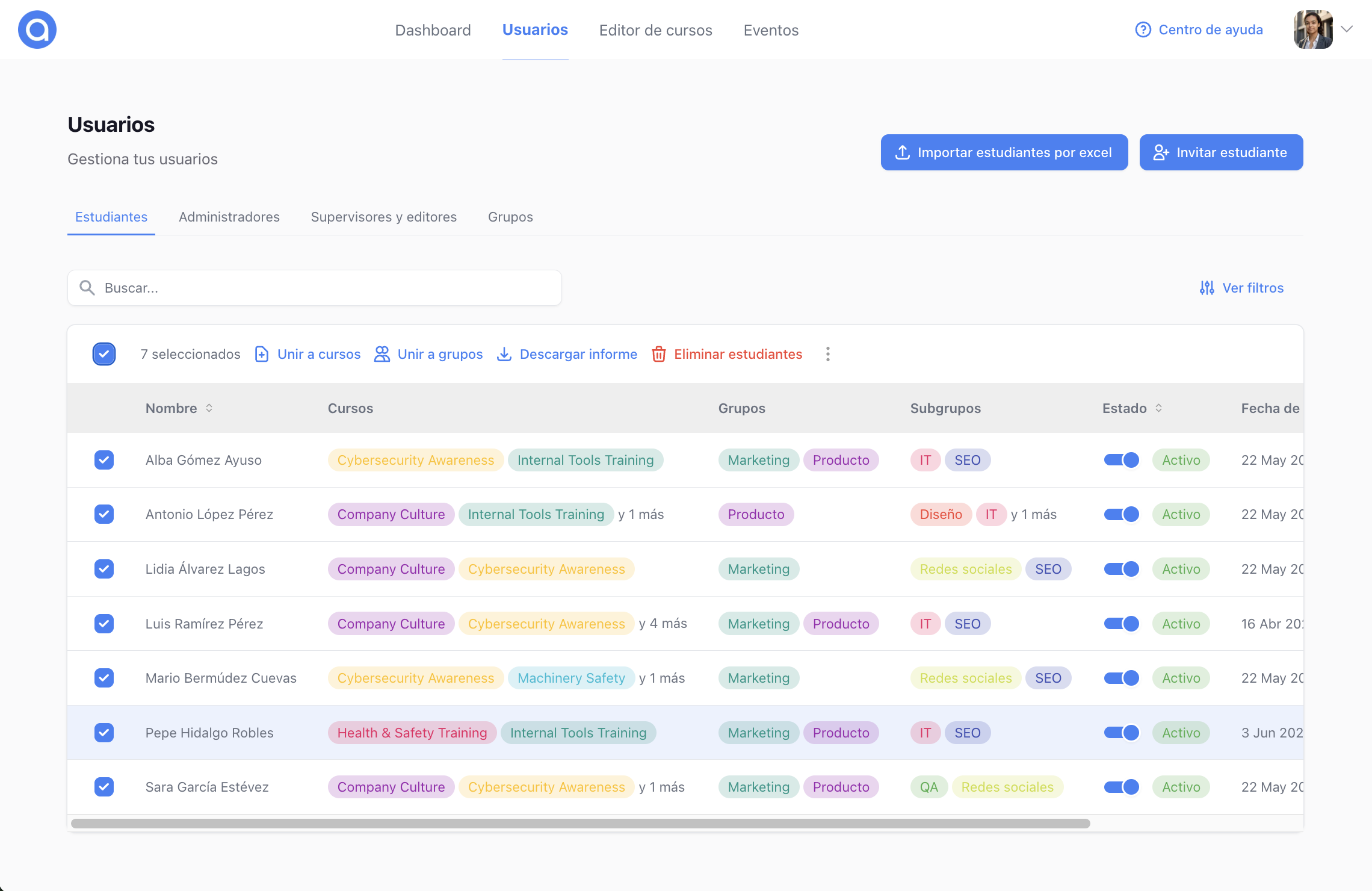 Gestión de usuarios
